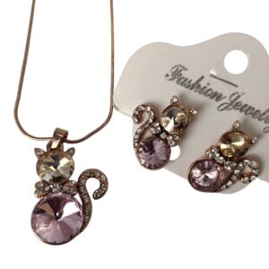 COLIER SI CERCEI CU MOTIV PISICA CO 84