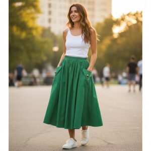 F 161 Fustă Midi Verde