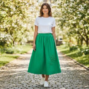 F 161 Fustă Midi Verde