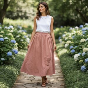 F 163 Fustă Midi Teracotă