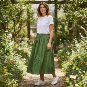 F 171 Fustă Midi Verde Praz