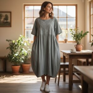 RV 13 Rochie Midi din Bumbac