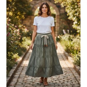 F 191 FUSTA DIN BUMBAC CU BRODERIE