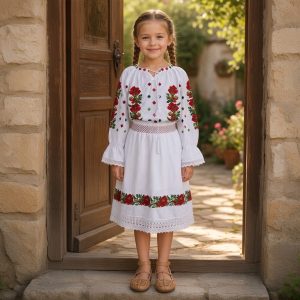COMPLEU TRADITIONAL 2 PIESE FETITA [ IE + FUSTA] SF 019