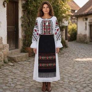 COSTUM TRADITIONAL 3 PIESE {Set de 2 Fote (Față/Spate), poale si ie} – CT 130